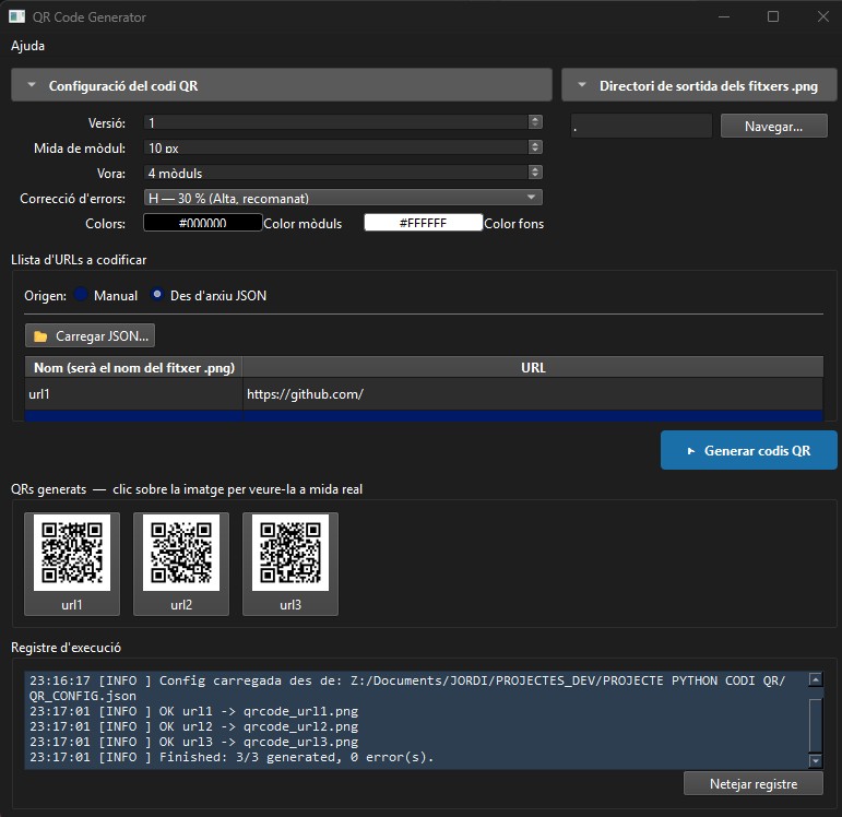 Captura del Generador QR en Lot